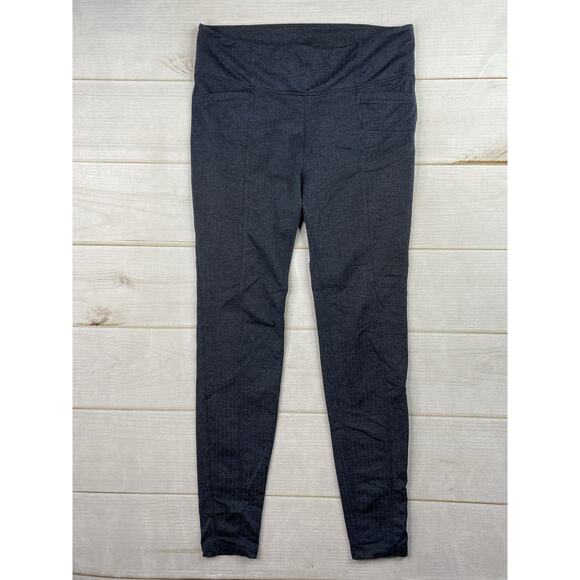Athleta Leggings Womens XL Tall Black Blue Houndstooth Leg Pockets WIde Waist - Picture 1 of 12